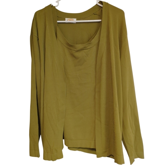 Talbots Sweater Set, Tank Top & Cardigan, Matching, Women's Plus 2XL Olive Green - Picture 2 of 16